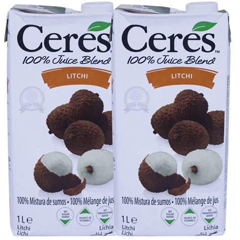 Ceres Litchi 100% Fruit Juice, 1000 ml, 2 Pack, White : Amazon.in ...