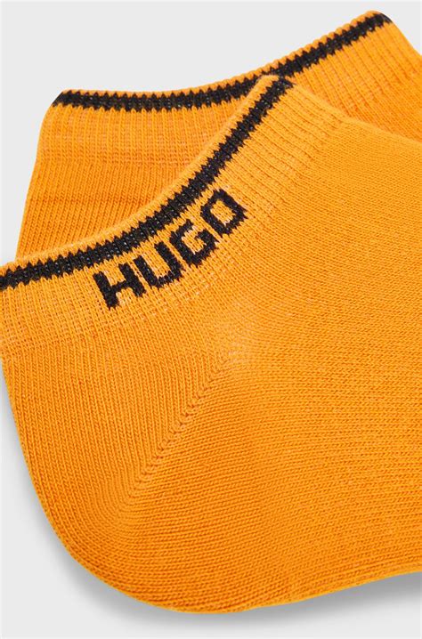 HUGO - Two-pack of cotton-blend ankle socks with logos - Light Orange