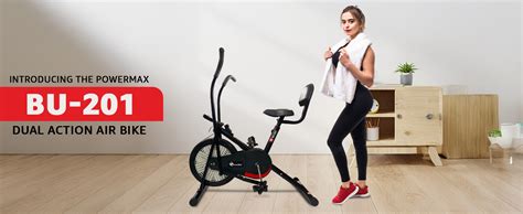 PowerMax Fitness BU-201 Dual Action Air Bike With Back Support|Exercise ...