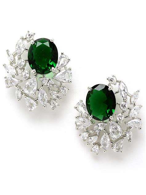 Karatcart Women Green American Diamond Stud Earrings : Amazon.in: Fashion