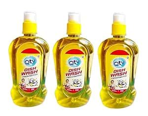 Qty Dishwash Concentrated Liquid Gel with Lemon Fragrance, Leaves No ...