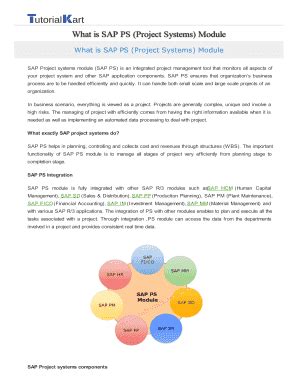Fillable Online What is SAP PS (Project Systems) Module - Tutorial Kart ...