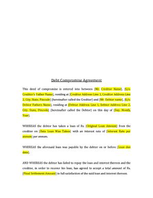 Fillable Online Debt Compromise Agreement Fax Email Print - pdfFiller