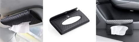 Automaze PU Leather Car Sun Visor Back Seat Tissue Napkin Box Holder ...