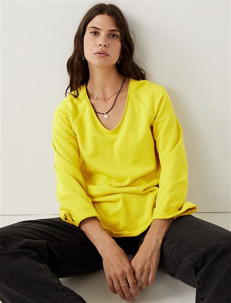 Buy Pure Cotton V-Neck Sweatshirt at Marks & Spencer