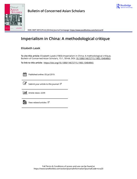 Imperialism in China A methodological critique - Full Terms ...