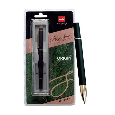 Cello Signature Origin Roller Pen|Blue|1 Roller Pen|Matte Black & Gold ...