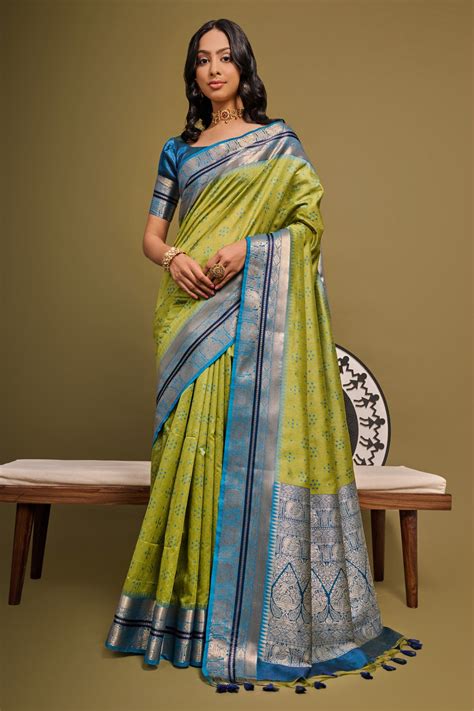 Buy Raw Silk Green Color Meenakari Zari Weaving Work Saree online from ...