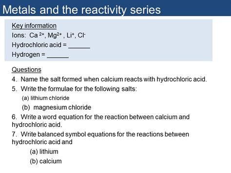 Image result for Free Science Lessons Reactivity Series