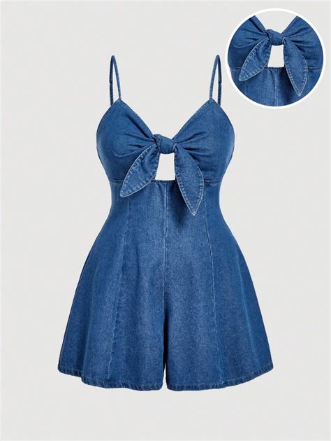 SHEIN MOD Plus Size Women's Sexy Sleeveless V-Neck Knot Front Hollow ...