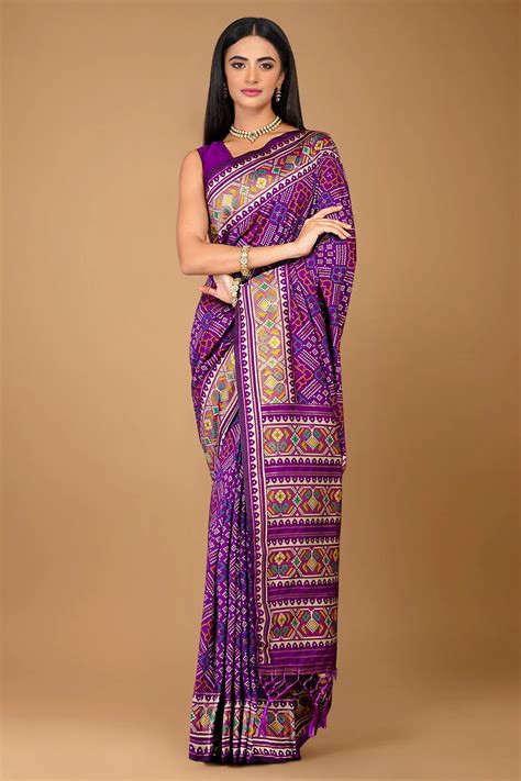 Violet Purple Traditional Patola Woven Saree in Silk – Asopalav.in
