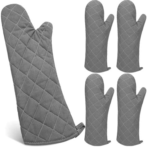 Long Oven Gloves With Fingers Extra Long Oven Mitts Cotton Lining ...