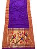 Purple Handloom Paithani Pure Silk Triple Muniya Border Checks Design ...
