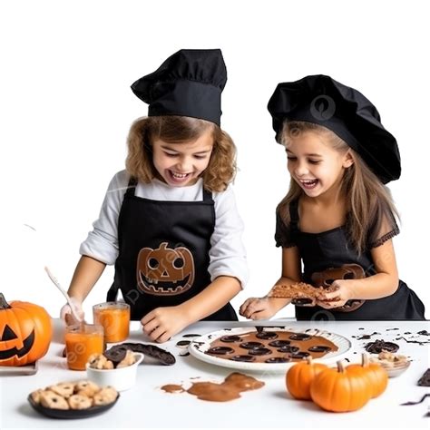 Brother And Sister In Spooky Costumes Making Halloween Treats For House ...