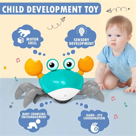 Rechargeable Crawling Crab Baby Toy with Light & Sound Sensory Interac ...