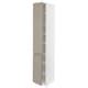 METOD high cabinet with shelves/2 doors, white/Upplöv matt dark beige ...