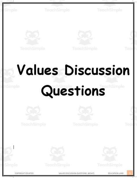 Image result for Values Discussion Questions PDF