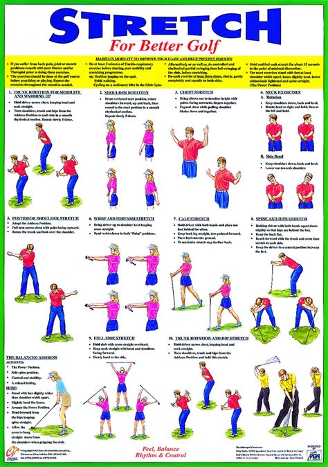 Chartex Golf Stretching Exercise Chart illustrating a range of 10 ...