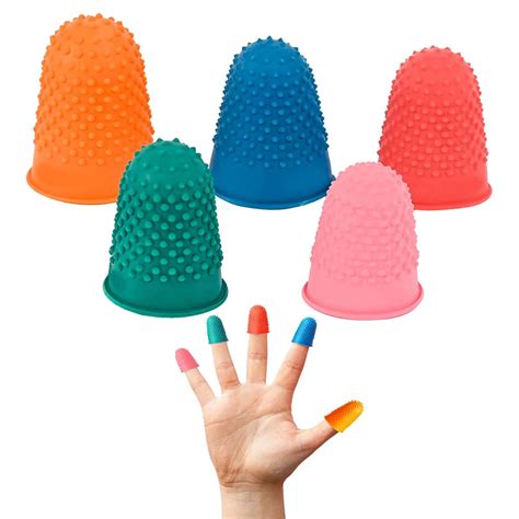 Buy TSKDKIT 5 Size Rubber Thimbles Rubber Finger Tips Reusable Finger ...