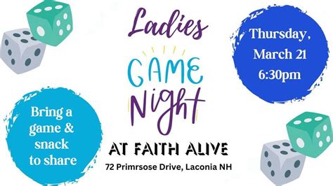 Ladies Game Night Faith Alive, 72 Primrose Dr S, Laconia, NH, United ...