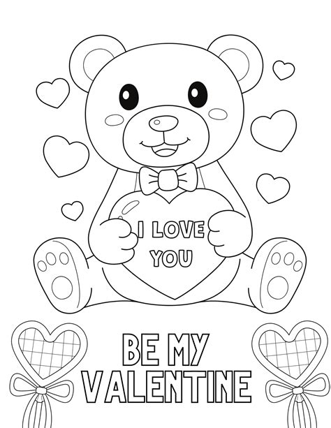 Free Printable Cute Valentine Coloring Pages for Kids and Adults