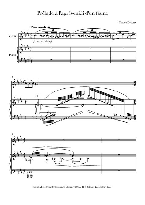 Debussy - Prélude à l’après-midi d’un faune Sheet music for Violin ...