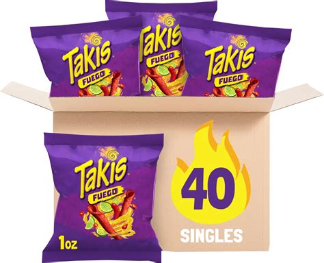 Amazon.com: Takis Fuego 40 pc / 1 oz Multipack, Hot Chili Pepper & Lime ...