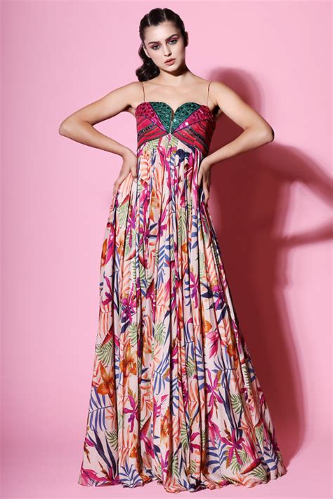 MAHIMA MAHAJAN Crinkle Printed Gown – Kuro Clothing India