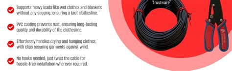 Trustware™ Cloth Drying Rope Wire - Clothing Line for Hanging Clothes ...