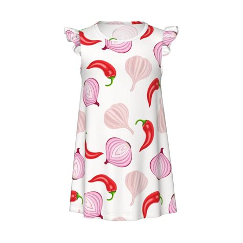 Chili Pepper onion garlic Girls Nightgown, Flutter Short Sleeves Night ...