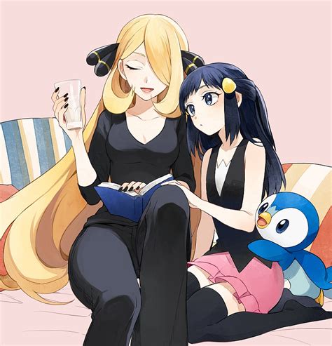 dawn, cynthia, and piplup (pokemon and 1 more) drawn by yukin_(es ...