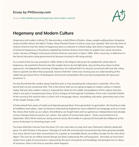 Hegemony and Modern Culture - PHDessay.com