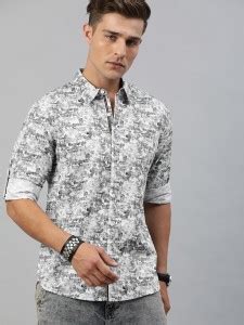 Roadster Men Printed Casual White Shirt - Buy Roadster Men Printed ...