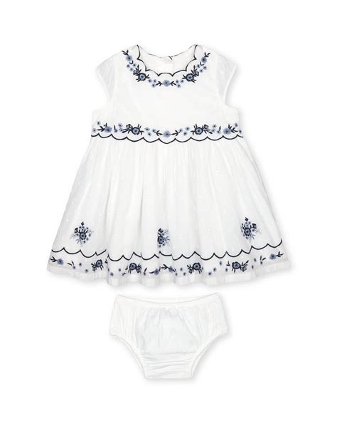 Buy Girls Half Sleeves Dress And Knickers Set Floral Embroidery - White ...