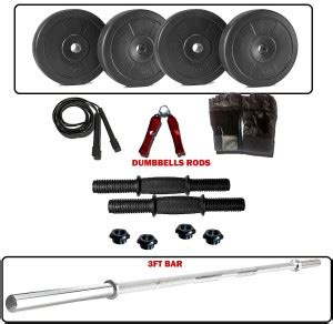 LYCAN 8kg weight , 3ft biecep rod , 2dumbbell rod Fitness Accessory Kit ...