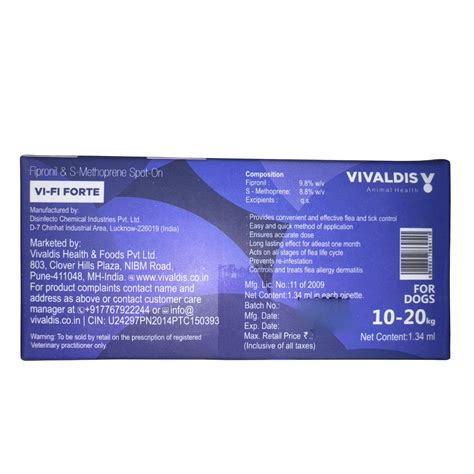 VI-FI Forte 1.34 ml - Single Pipette - Spot on Solution for Prevention ...