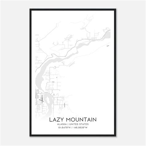 Lazy Mountain Alaska Map Poster, Modern Home Decor Wall Art Print ...
