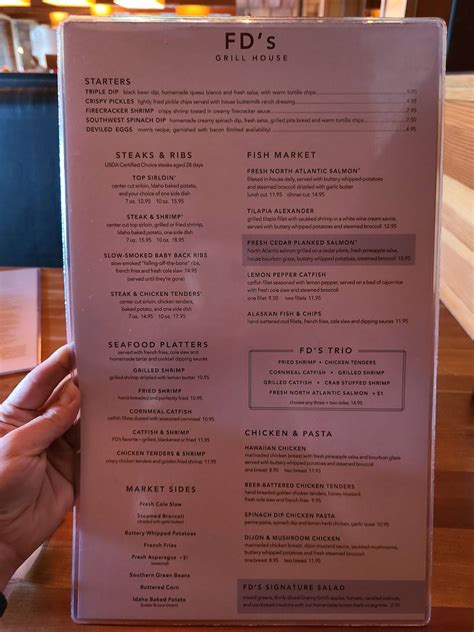 Menu at FD's Grillhouse pub & bar, Springfield