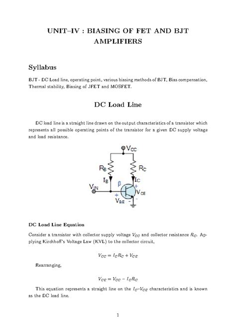 BJT & FET Amplifier Biasing Methods - ED 4 Notes - Studocu
