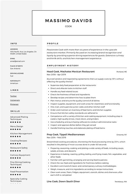 Line Cook Resume Examples