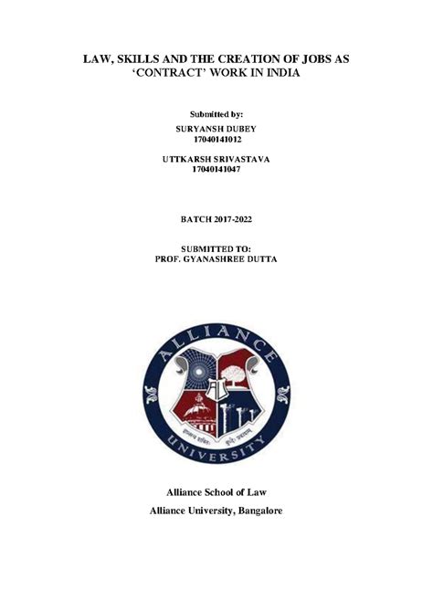 Labour Law 2 Synopsis - LAW, SKILLS AND THE CREATION OF JOBS AS ...