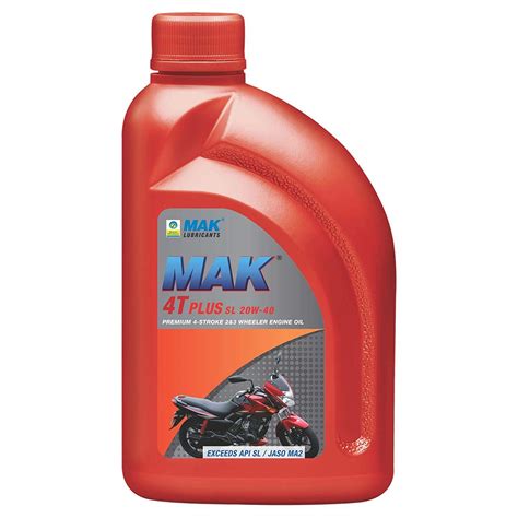 MAK Lubricants 4T Plus API SL 20W-40 Engine Oil for Bikes (900 ml) Pack ...