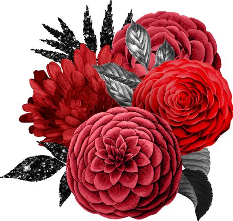 Red And Black Flower Clipart