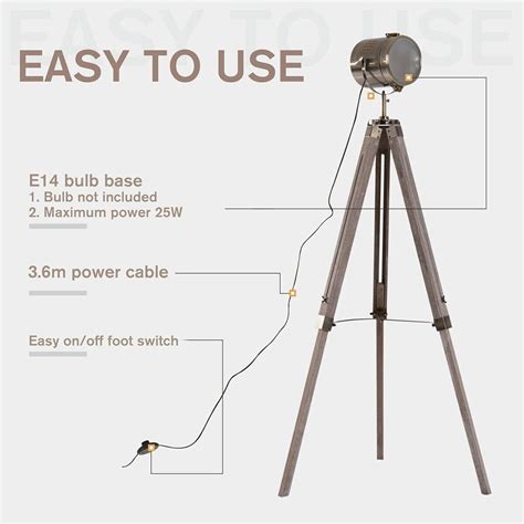 Industrial Tripod Floor Lamp Nautical Standing Light Spotlight for ...