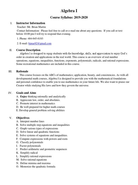 Image result for Algebra Syllabus