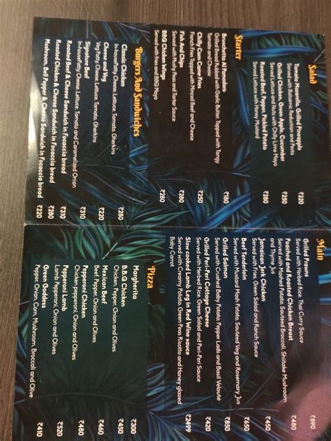 Menu at Poems Cafe, Kakkanad