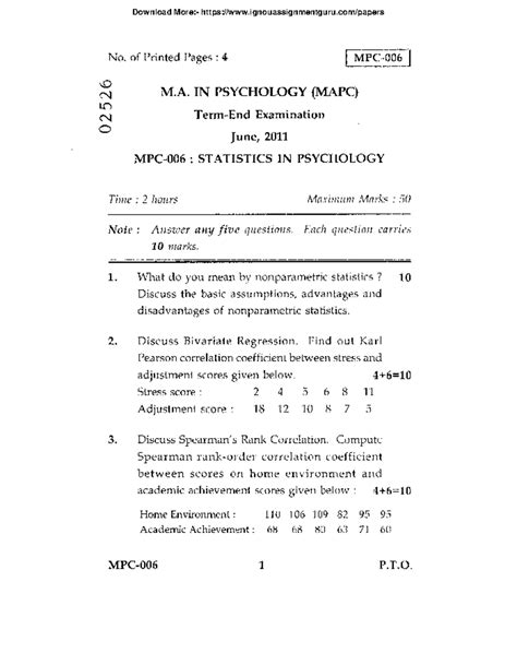MPC 006 previous year question papers by ignouassignmentguru - No. of ...
