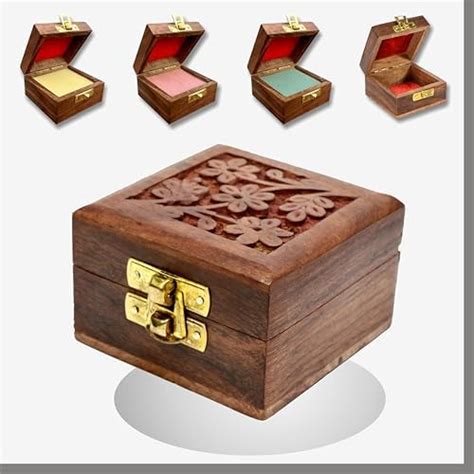 SIMRAN HANDICRAFTS Wood Storage Box Organizer and Pouch Bag, Brown ...