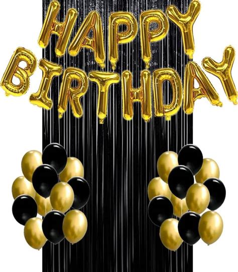 Flipkart.com | Nutech Solid Black and Gold Birthday Decorations Banner ...