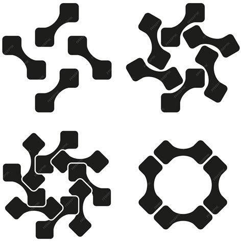Modular design icons geometric abstract shapes circular connection ...